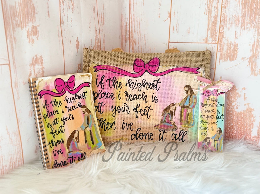 If the highest place I reach is at your feet-Bible bag bundle