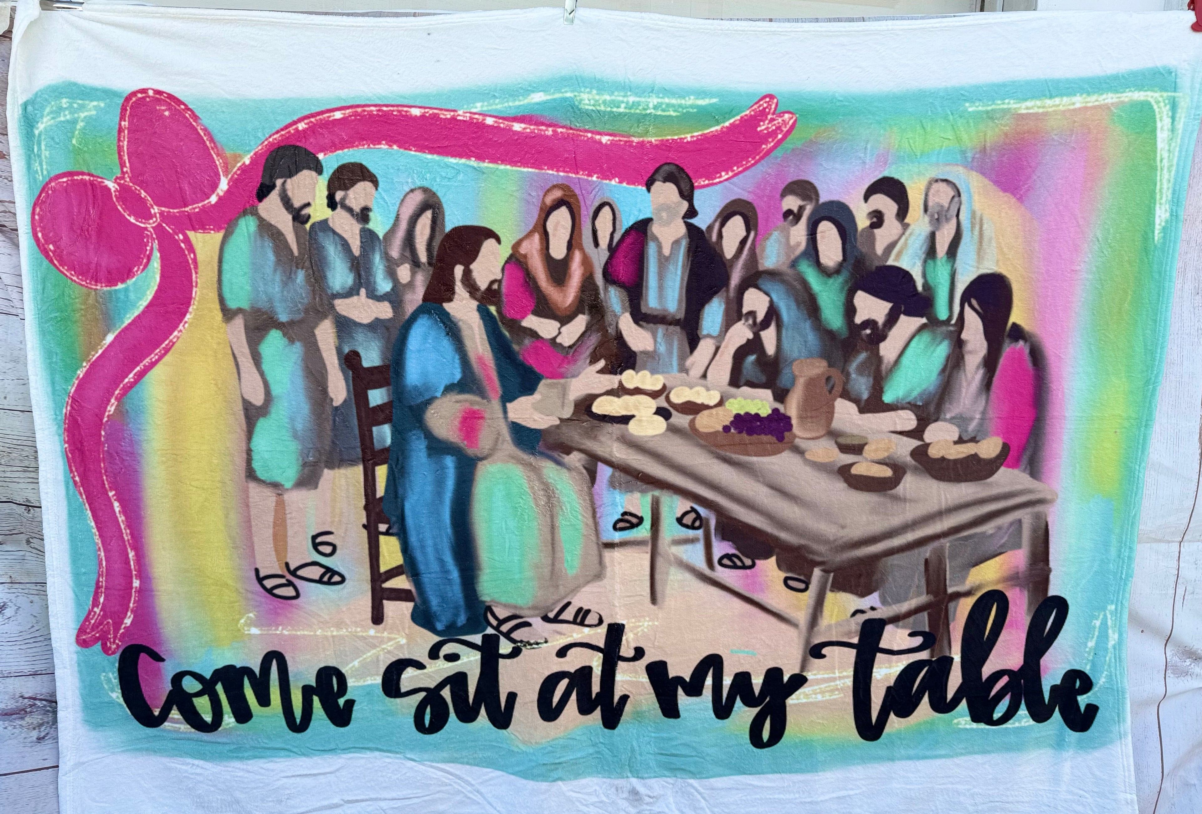 Come sit at my table fuzzy blanket