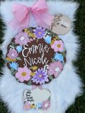 Floral Birth Announcement door hanger